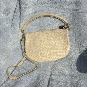 Clare V Petit Moyen Cream Woven Checker